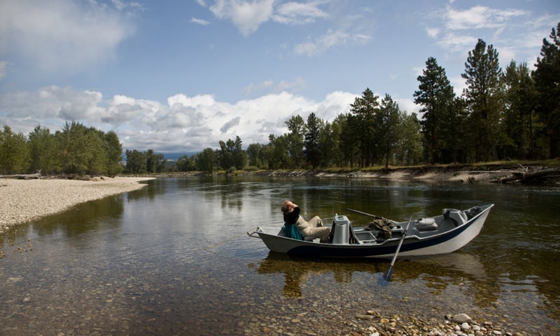 Relaxing in a Drift Boat on the Bitterroot River